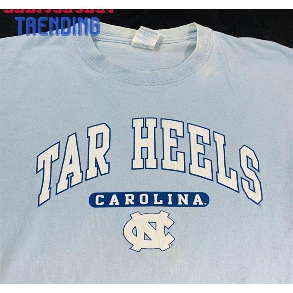 90S Unc Tar Heels Carolina Basketball Blue Crew Neck Tshirt Classic